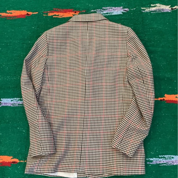 H&M Blazer Womens 10 Black Offwhite Houndstooth Pockets Double Button - Picture 2 of 3